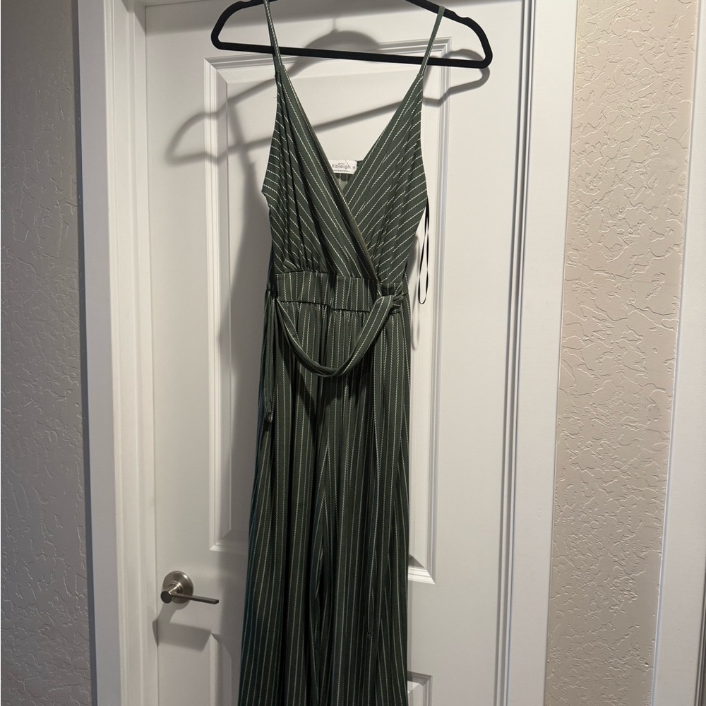 Green Striped Jumpsuit